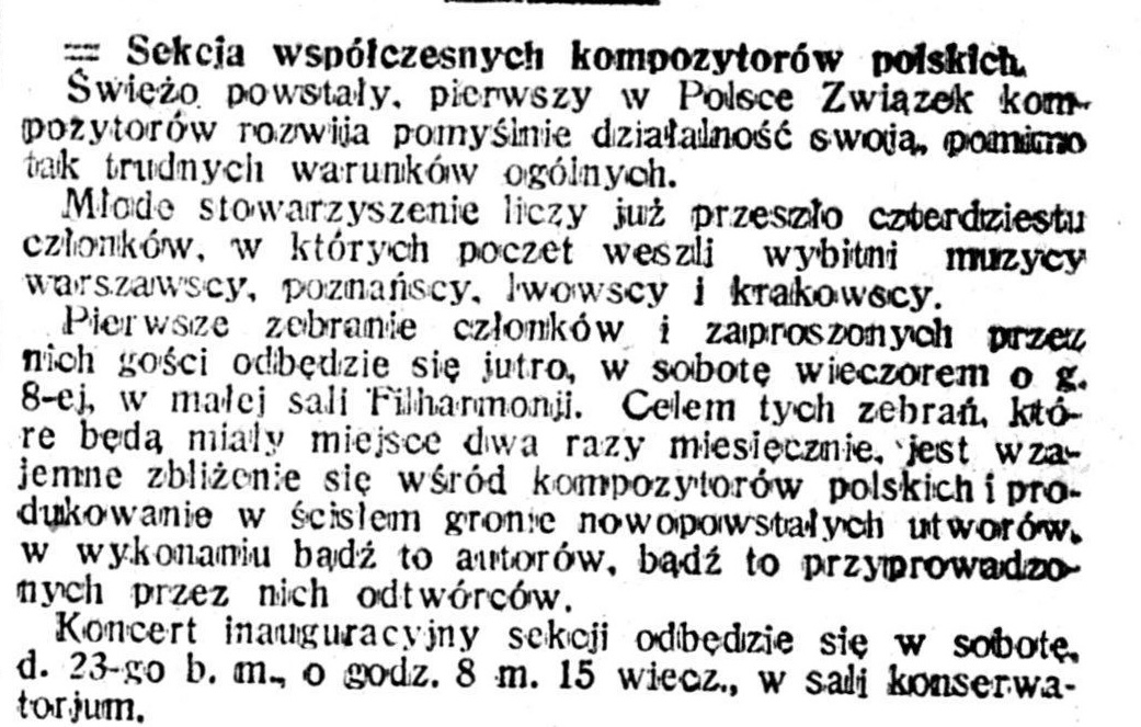 Skan: informacja o koncercie, „Kurier Warszawski”, nr 16 (16 stycznia 1926)